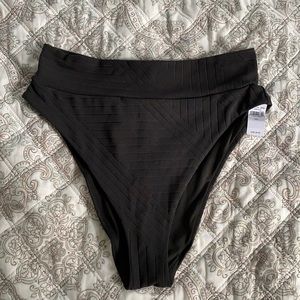 Aerie black high cut cheeky bikini bottom L